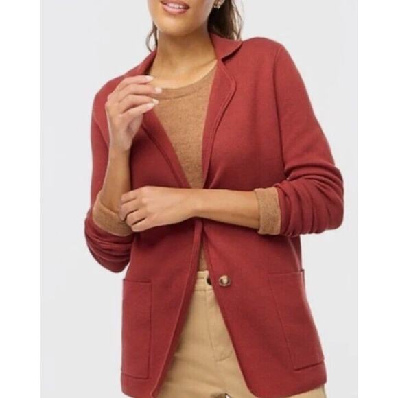 J. CREW Two Button Sweater Blazer Toasted Red Sz M {3P10} - Picture 1 of 7